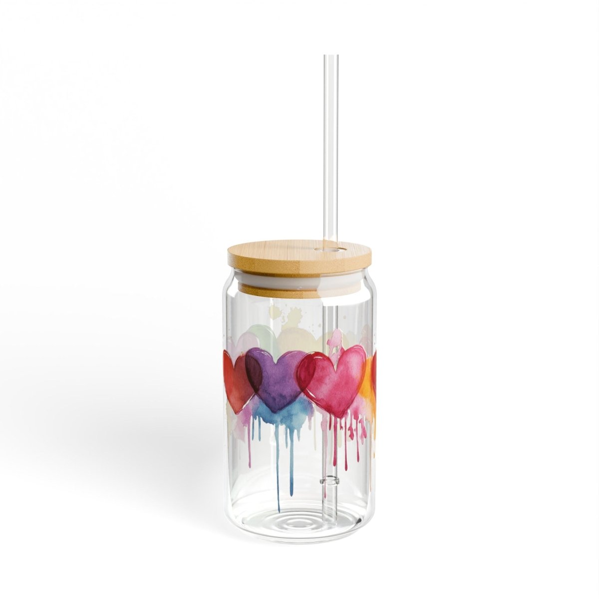 Watercolor Hearts 14 Sipper Glass 16oz - BigSippin