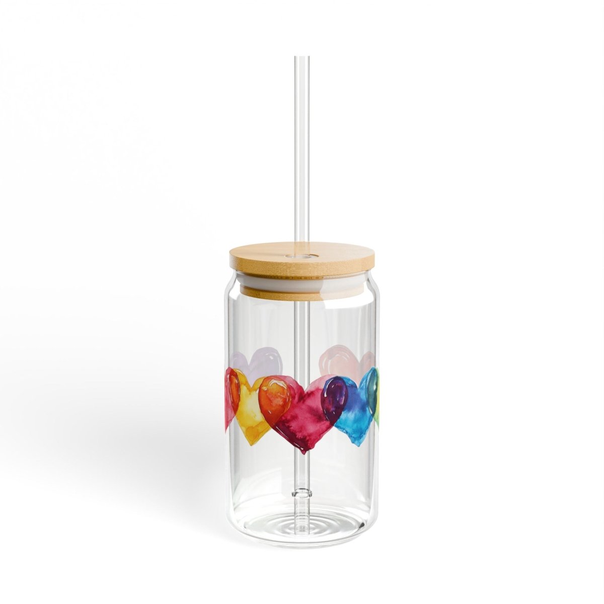 Watercolor Hearts 2 Sipper Glass 16oz - BigSippin