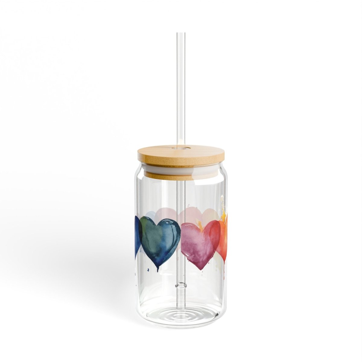 Watercolor Hearts 3 Sipper Glass 16oz - BigSippin