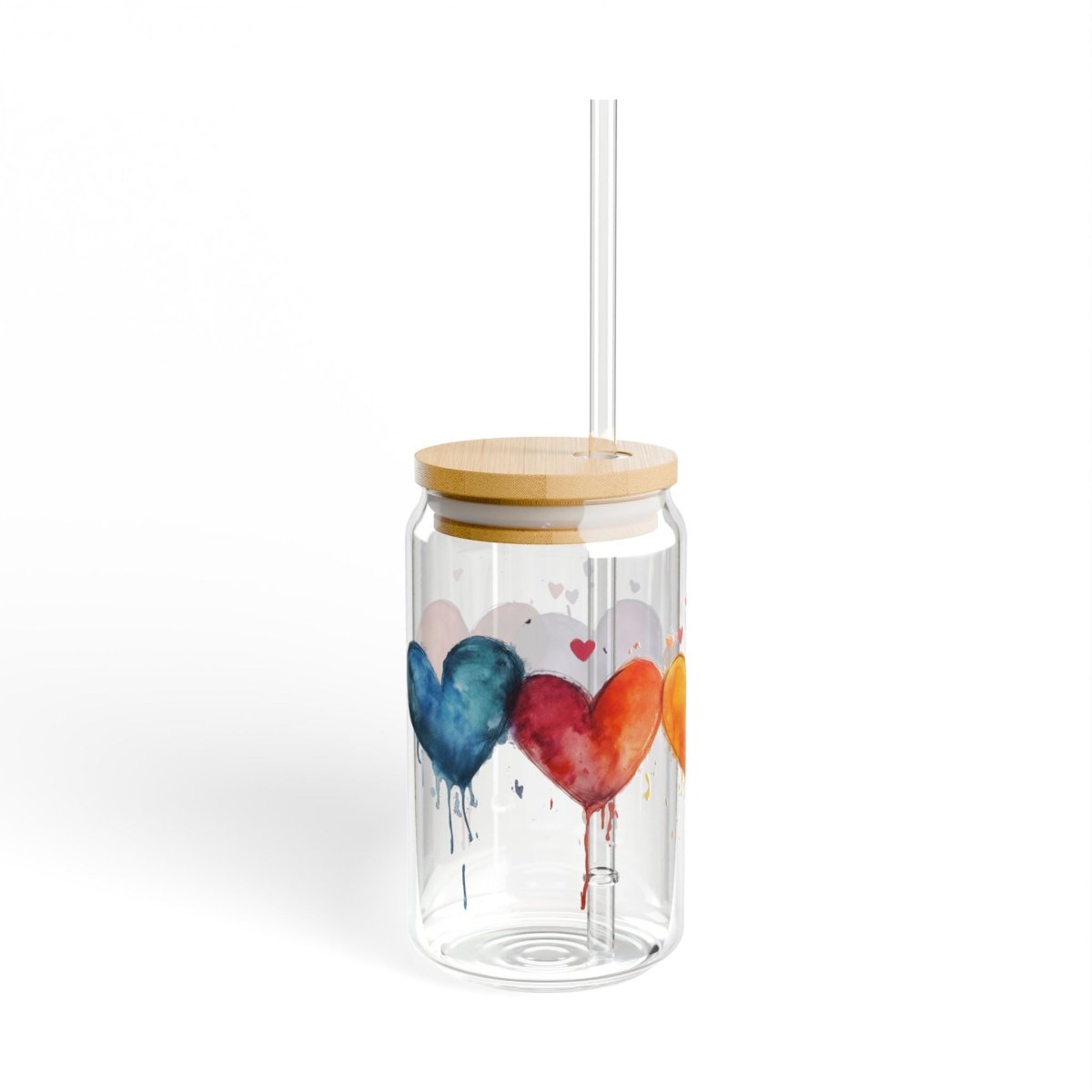 Watercolor Hearts 4 Sipper Glass 16oz - BigSippin