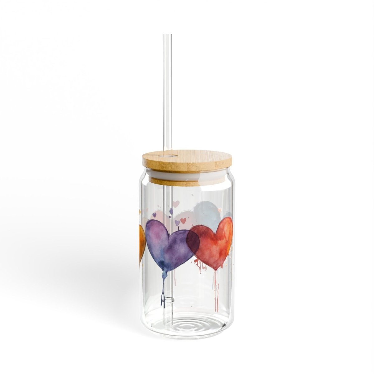 Watercolor Hearts 4 Sipper Glass 16oz - BigSippin