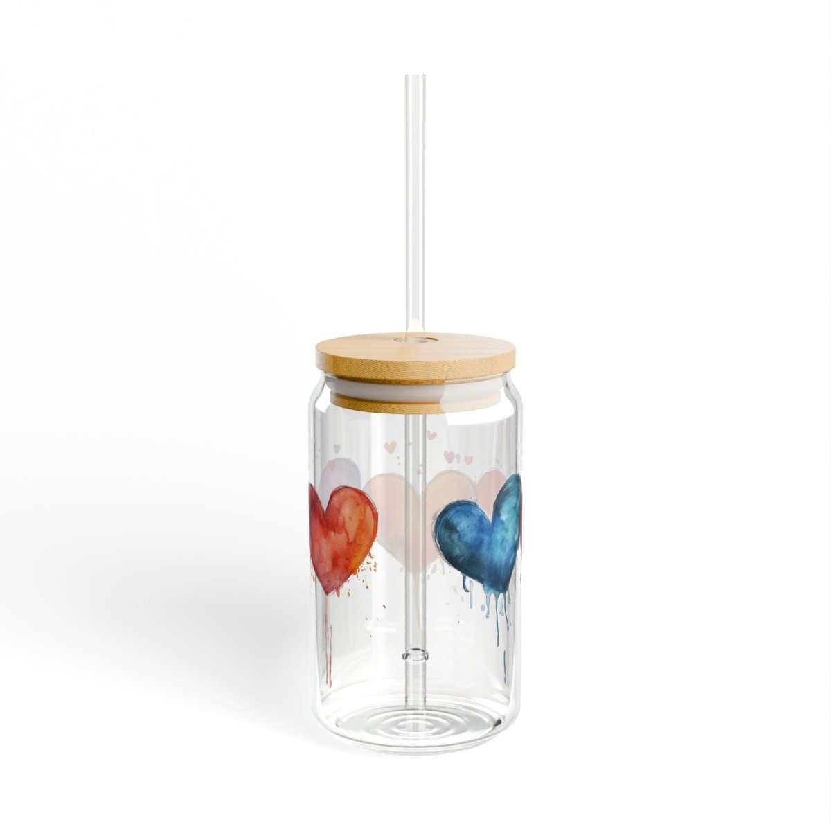 Watercolor Hearts 4 Sipper Glass 16oz - BigSippin