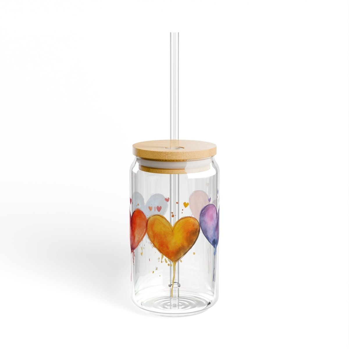 Watercolor Hearts 4 Sipper Glass 16oz - BigSippin