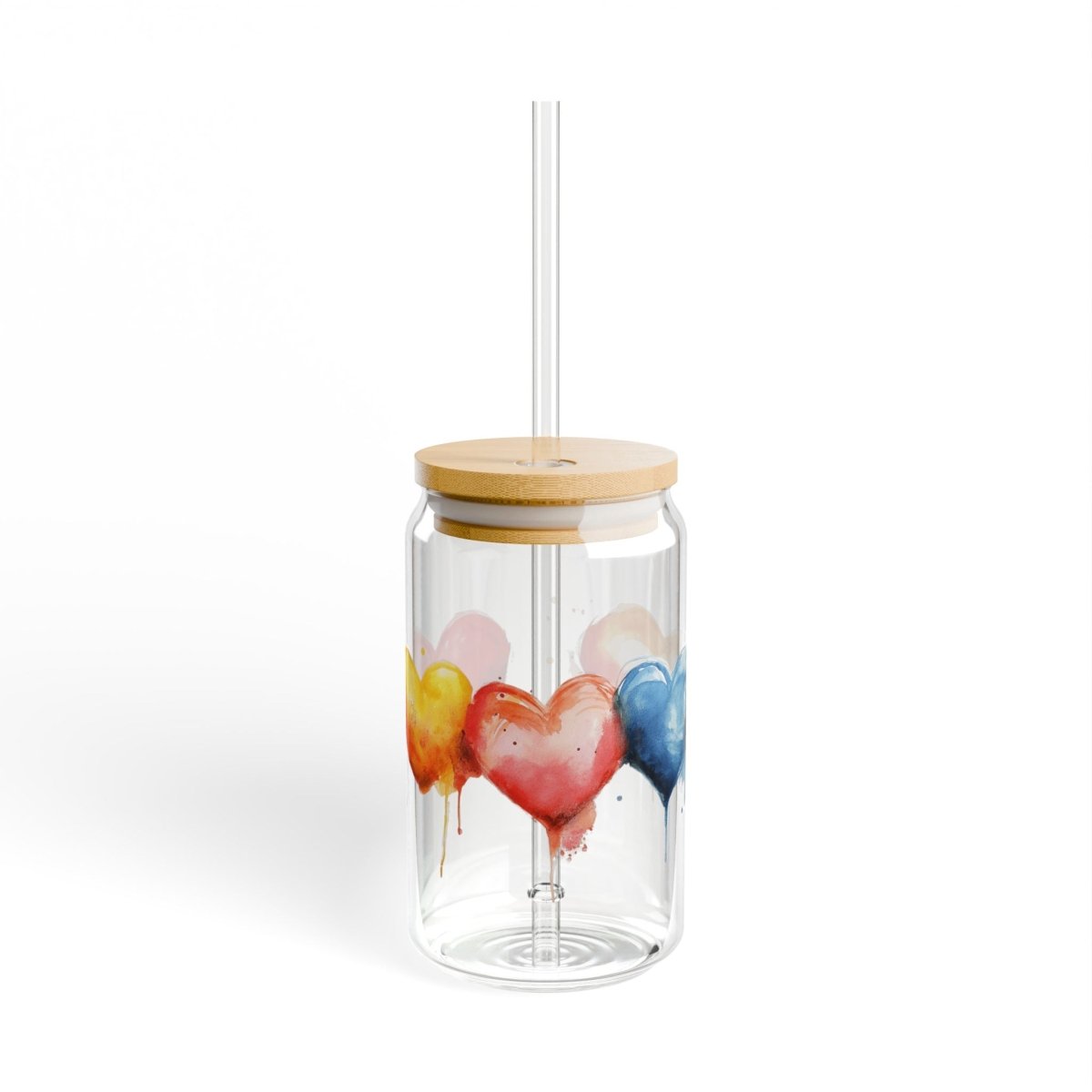 Watercolor Hearts 6 Sipper Glass 16oz - BigSippin