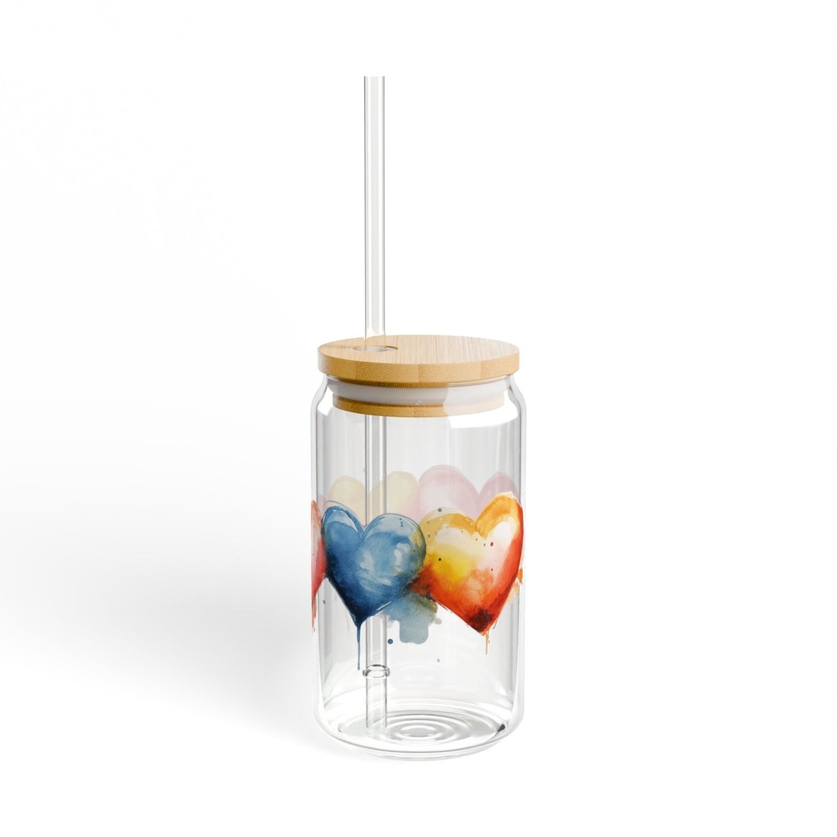 Watercolor Hearts 6 Sipper Glass 16oz - BigSippin