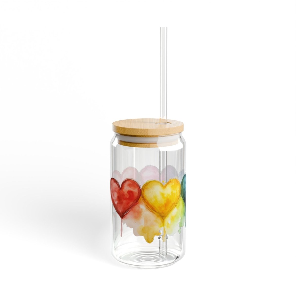 Watercolor Hearts 7 Sipper Glass 16oz - BigSippin