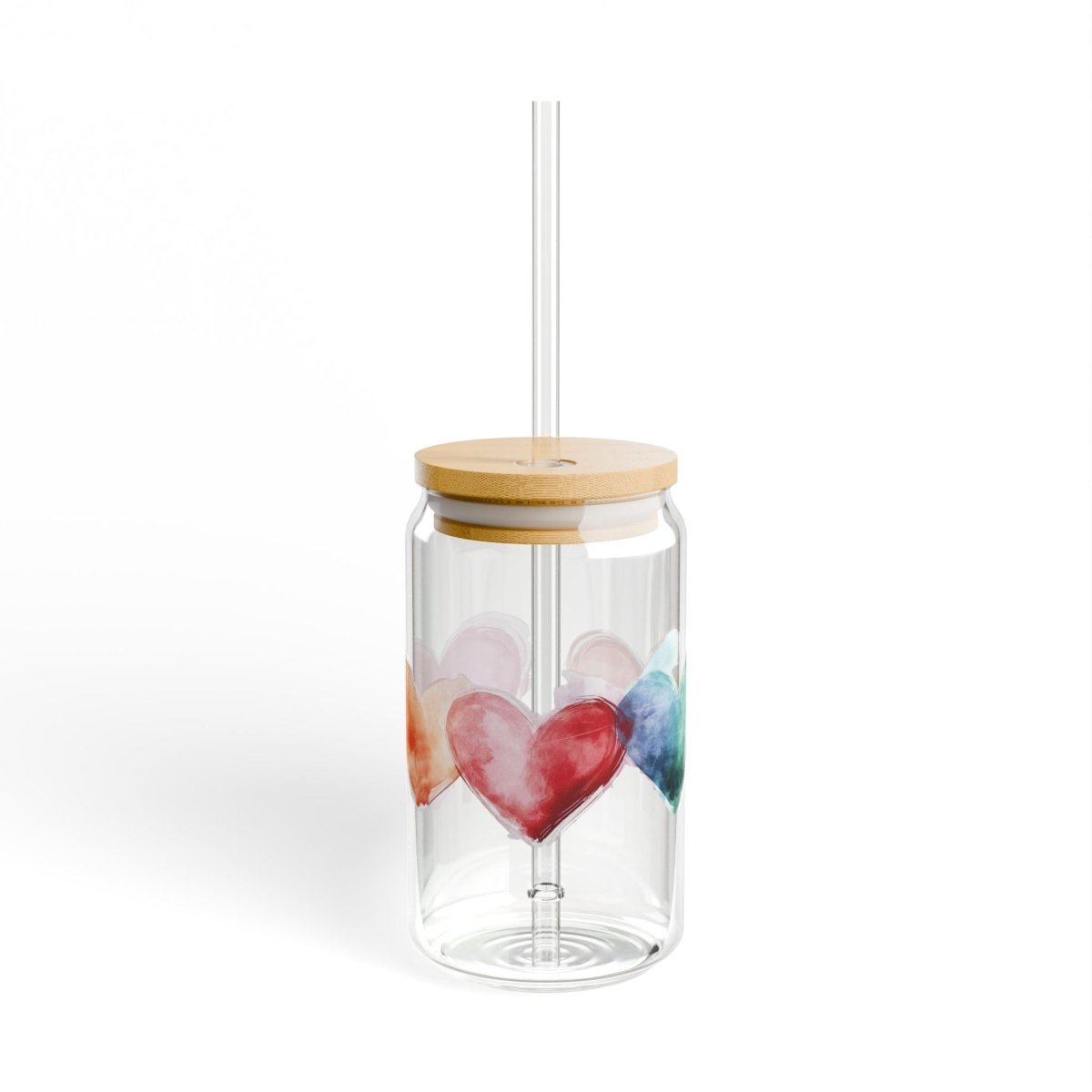 Watercolor Hearts 8 Sipper Glass 16oz - BigSippin