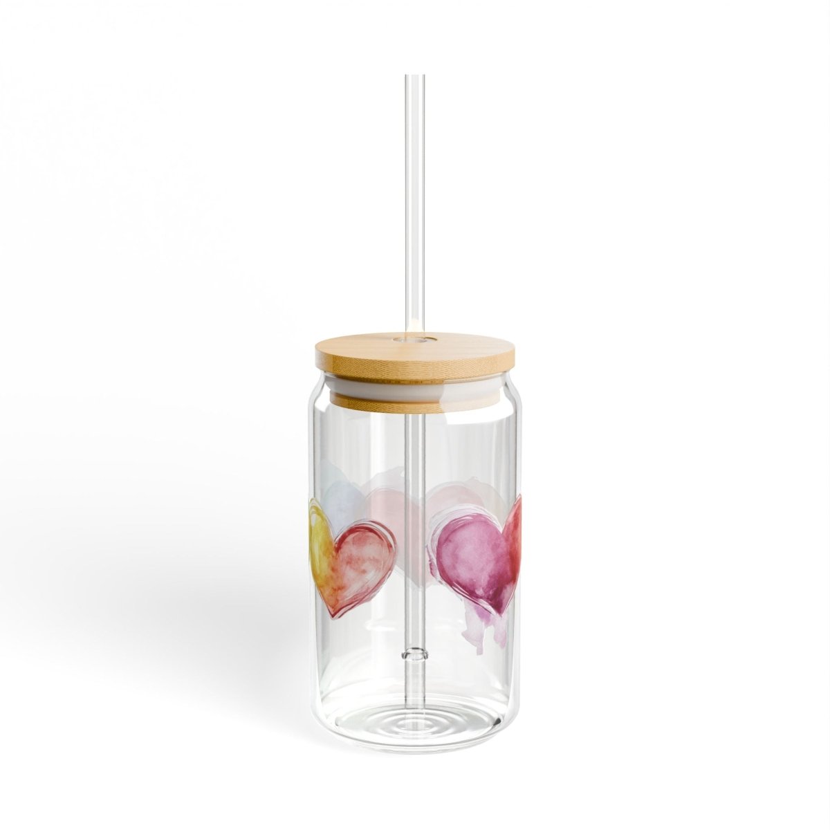 Watercolor Hearts 8 Sipper Glass 16oz - BigSippin