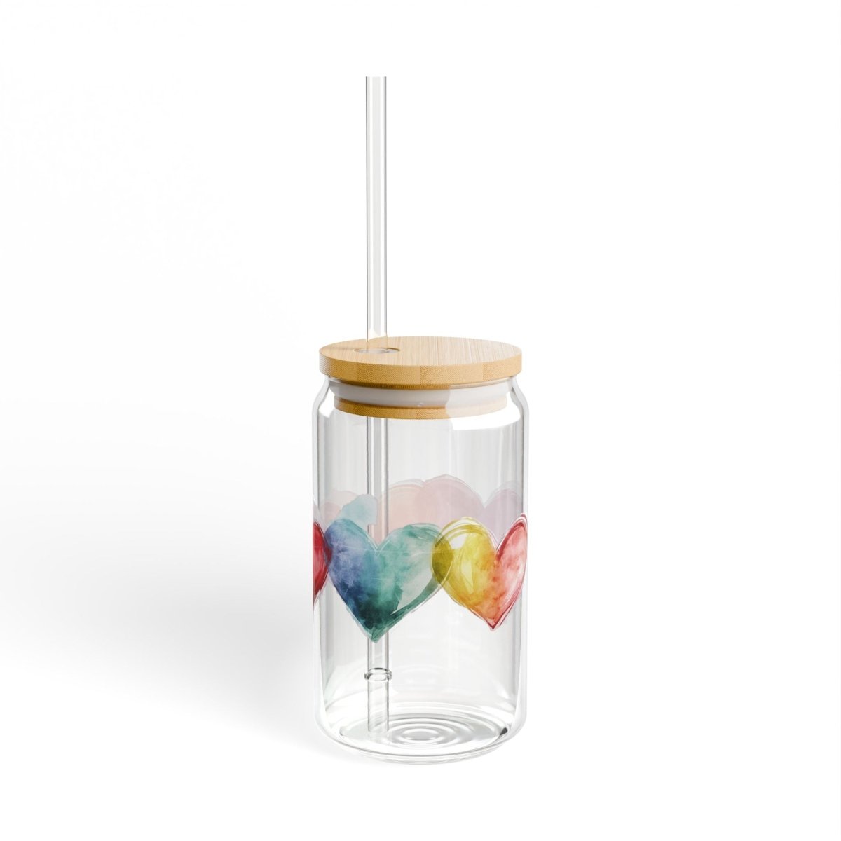 Watercolor Hearts 8 Sipper Glass 16oz - BigSippin