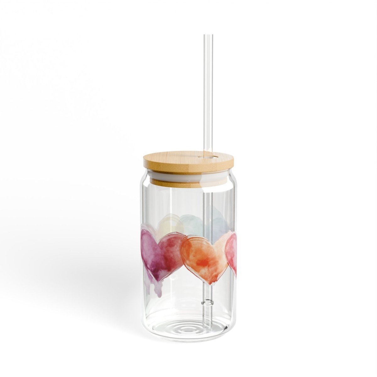 Watercolor Hearts 8 Sipper Glass 16oz - BigSippin