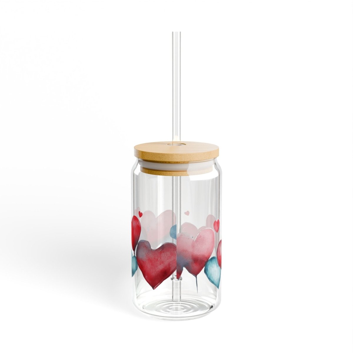 Watercolor Hearts 9 Sipper Glass 16oz - BigSippin