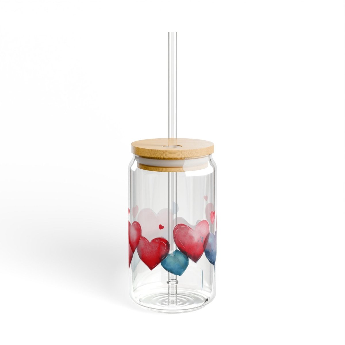 Watercolor Hearts 9 Sipper Glass 16oz - BigSippin