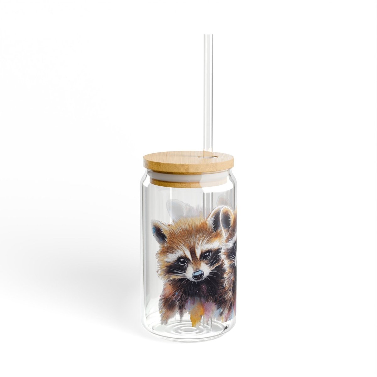 Watercolor Raccoons 1 Sipper Glass 16oz - BigSippin