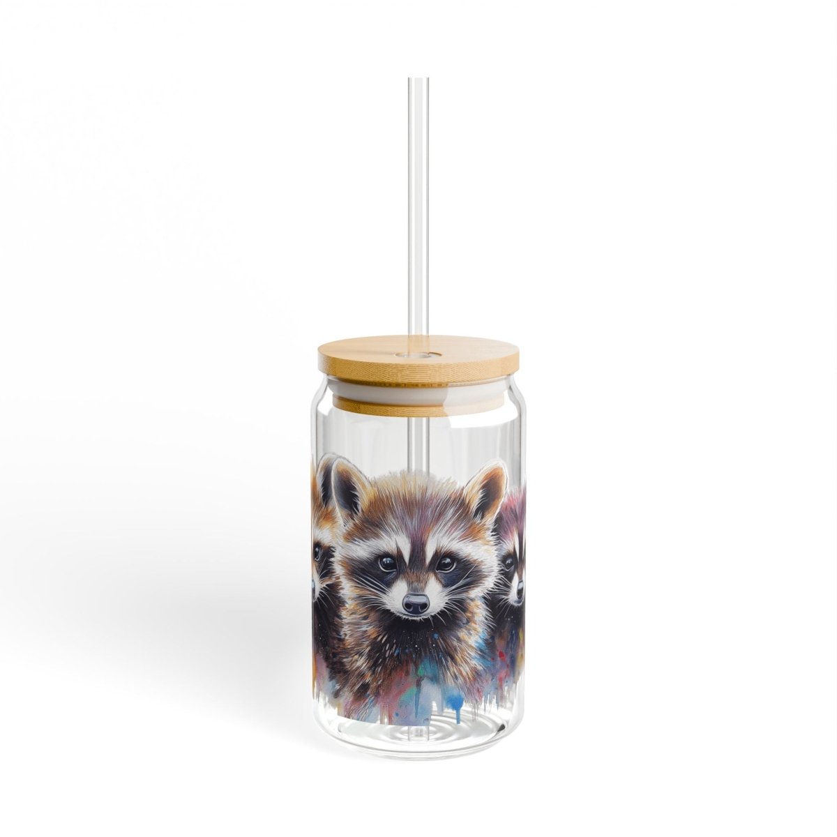 Watercolor Raccoons 1 Sipper Glass 16oz - BigSippin