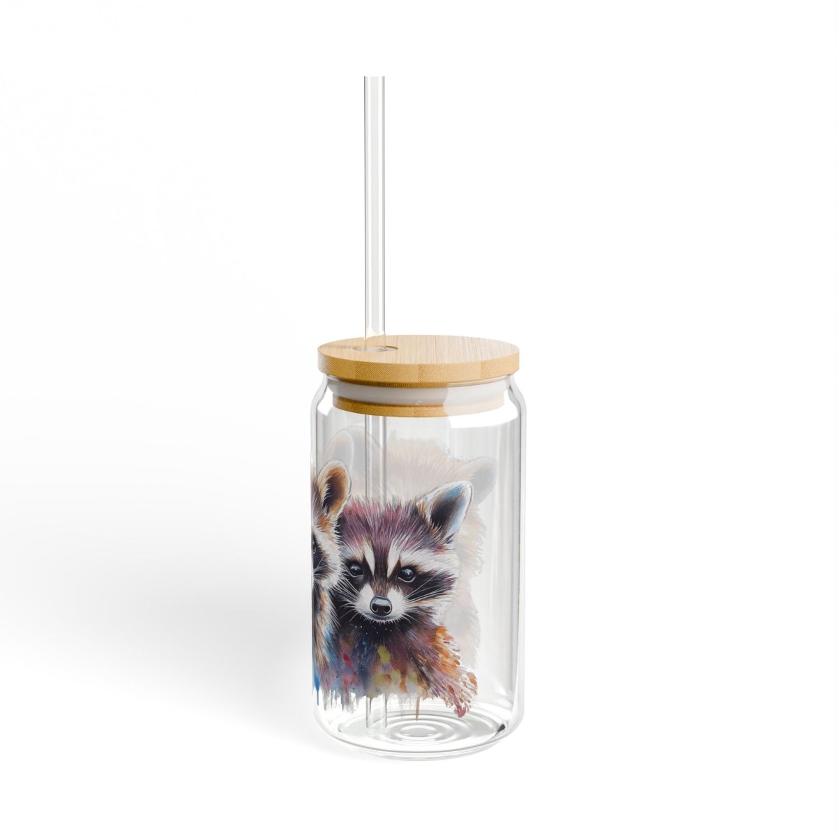 Watercolor Raccoons 1 Sipper Glass 16oz - BigSippin