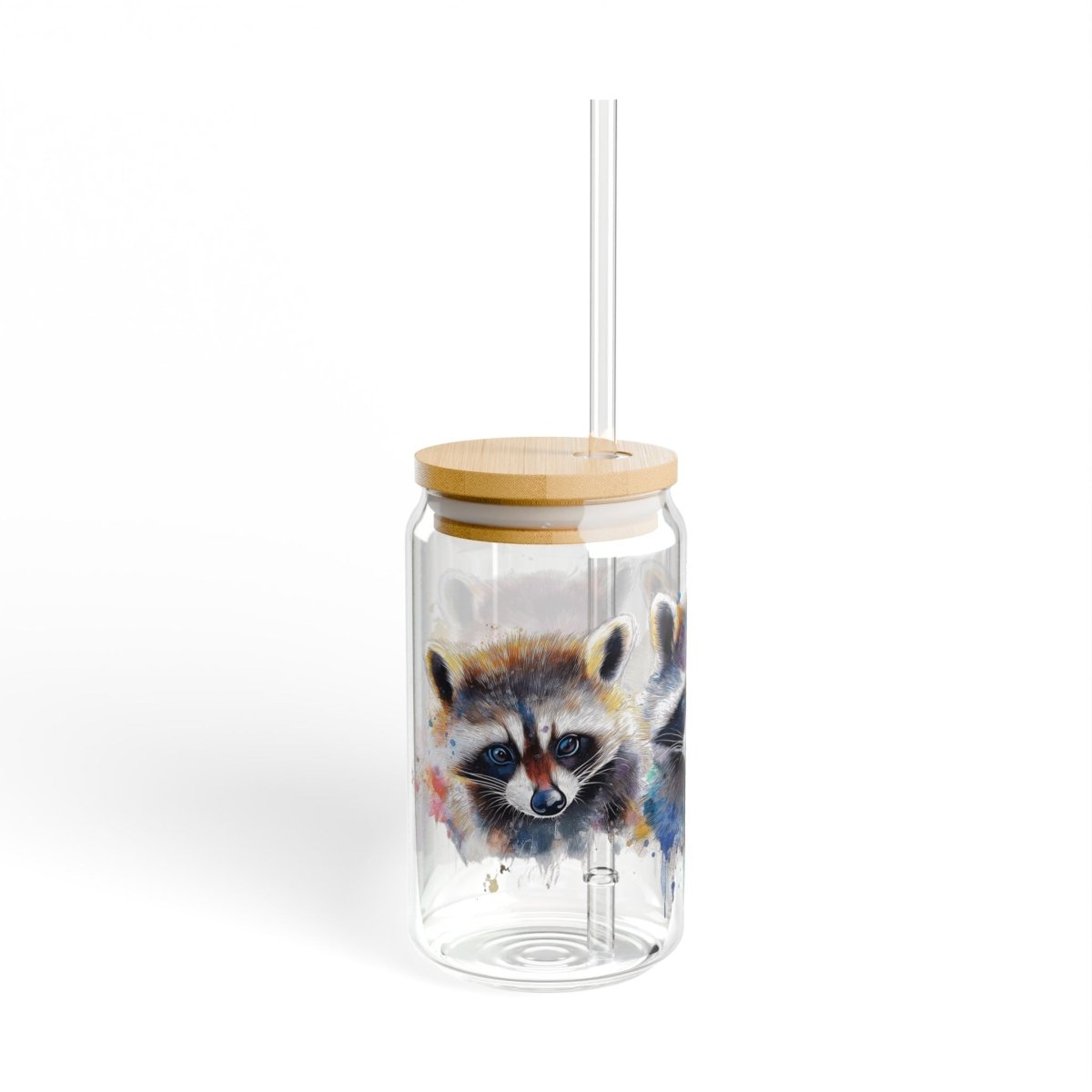 Watercolor Raccoons 3 Sipper Glass 16oz - BigSippin