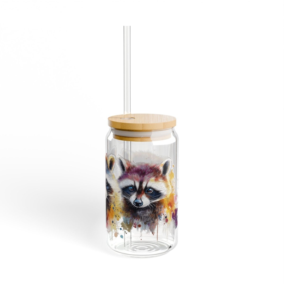 Watercolor Raccoons 3 Sipper Glass 16oz - BigSippin