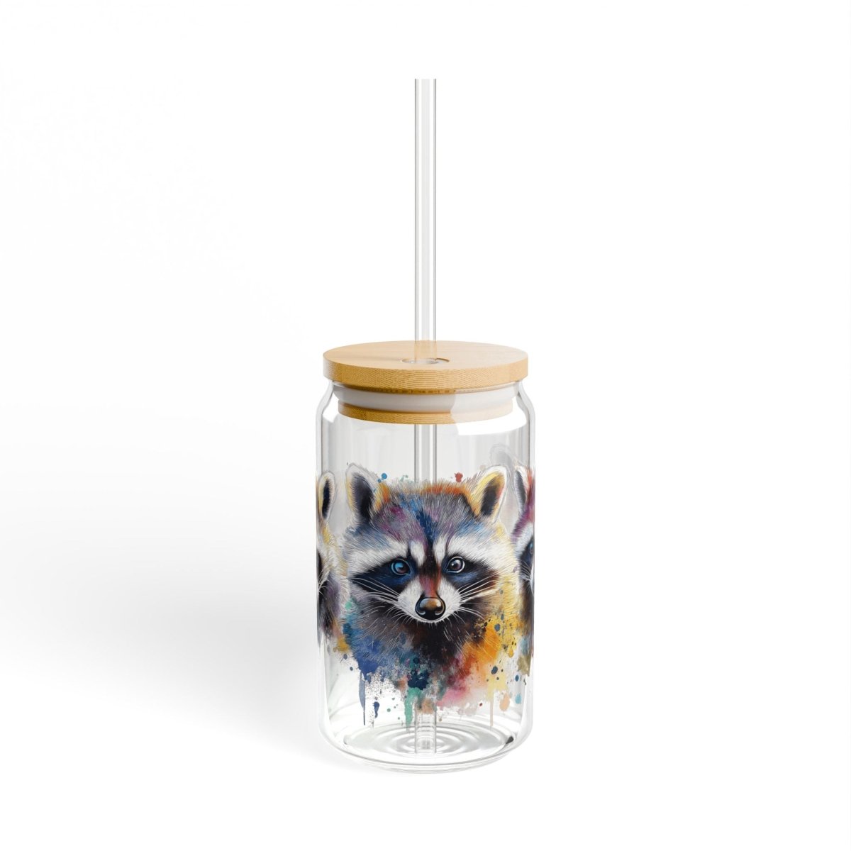 Watercolor Raccoons 3 Sipper Glass 16oz - BigSippin