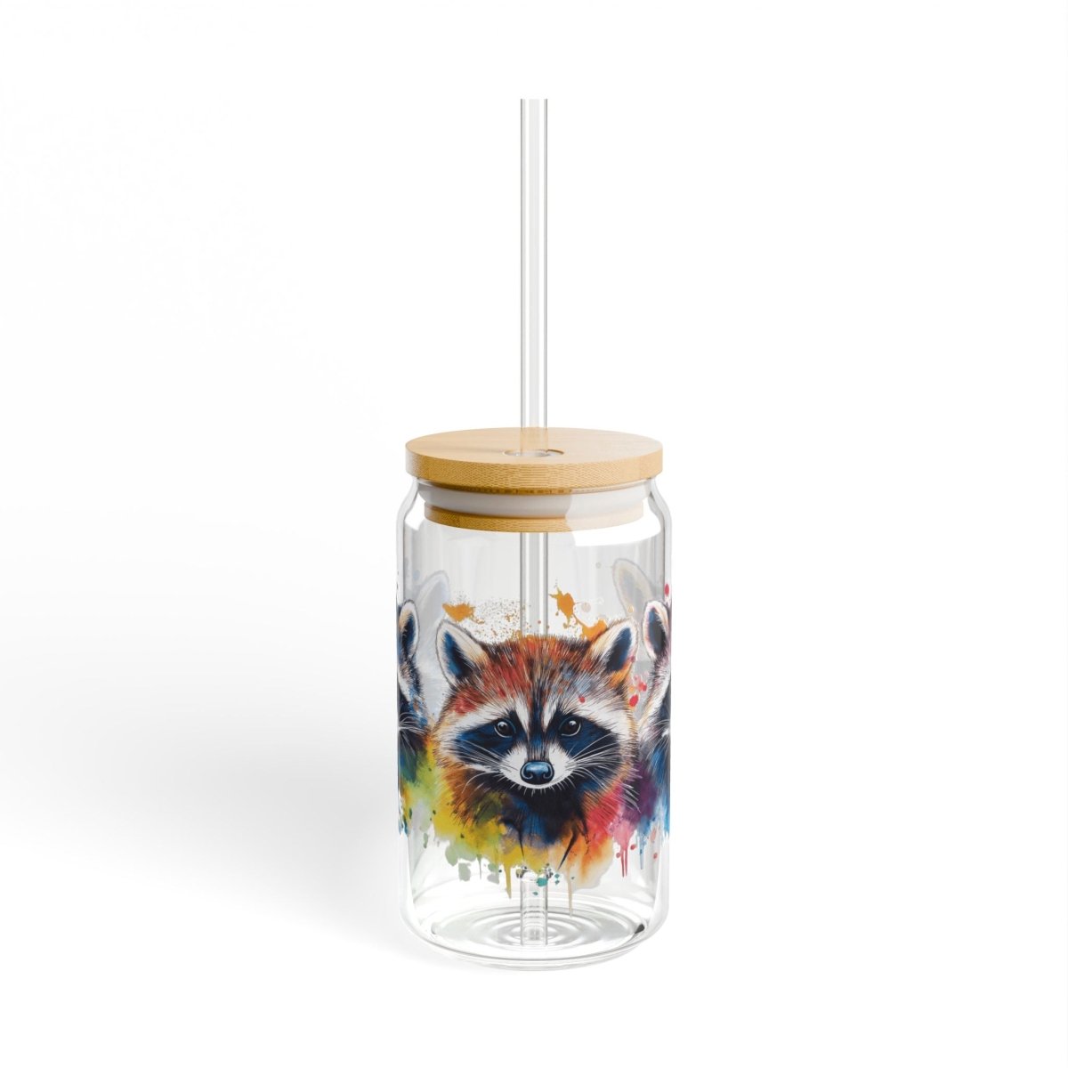 Watercolor Raccoons 4 Sipper Glass 16oz - BigSippin