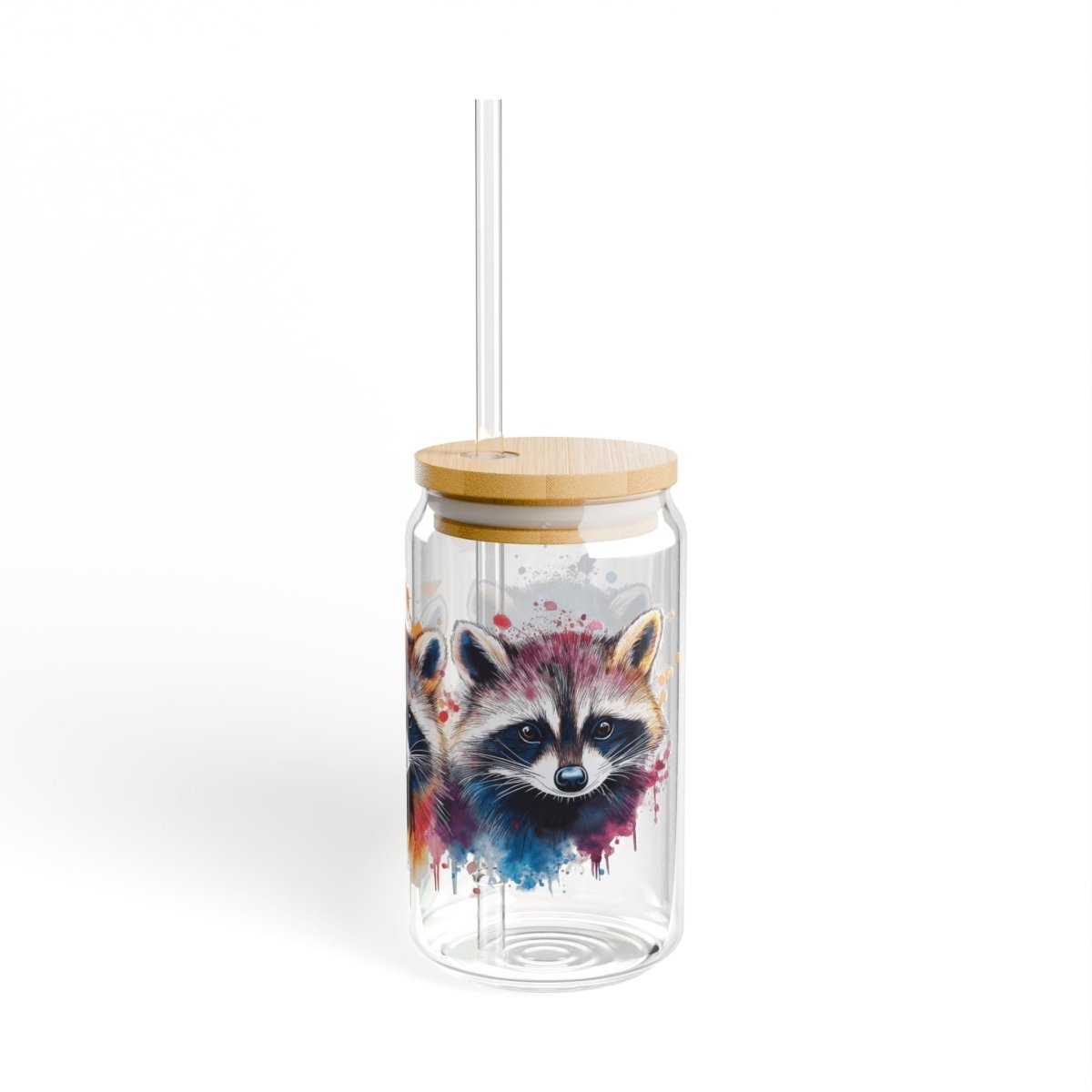 Watercolor Raccoons 4 Sipper Glass 16oz - BigSippin