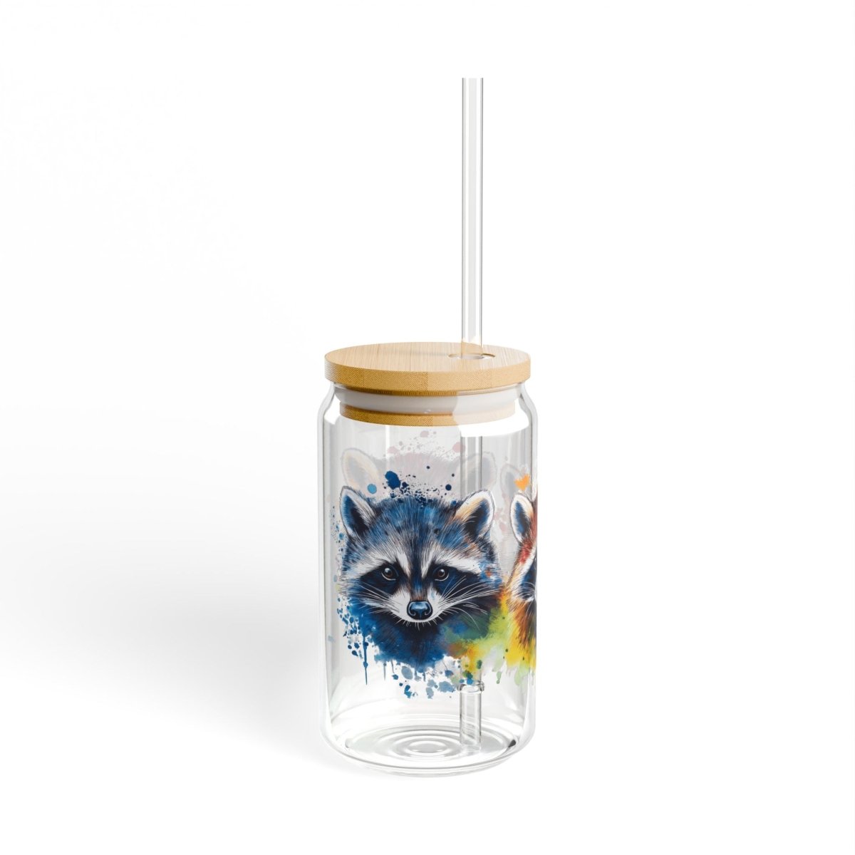 Watercolor Raccoons 4 Sipper Glass 16oz - BigSippin