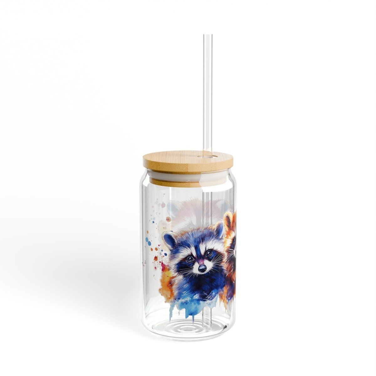 Watercolor Raccoons 5 Sipper Glass 16oz - BigSippin