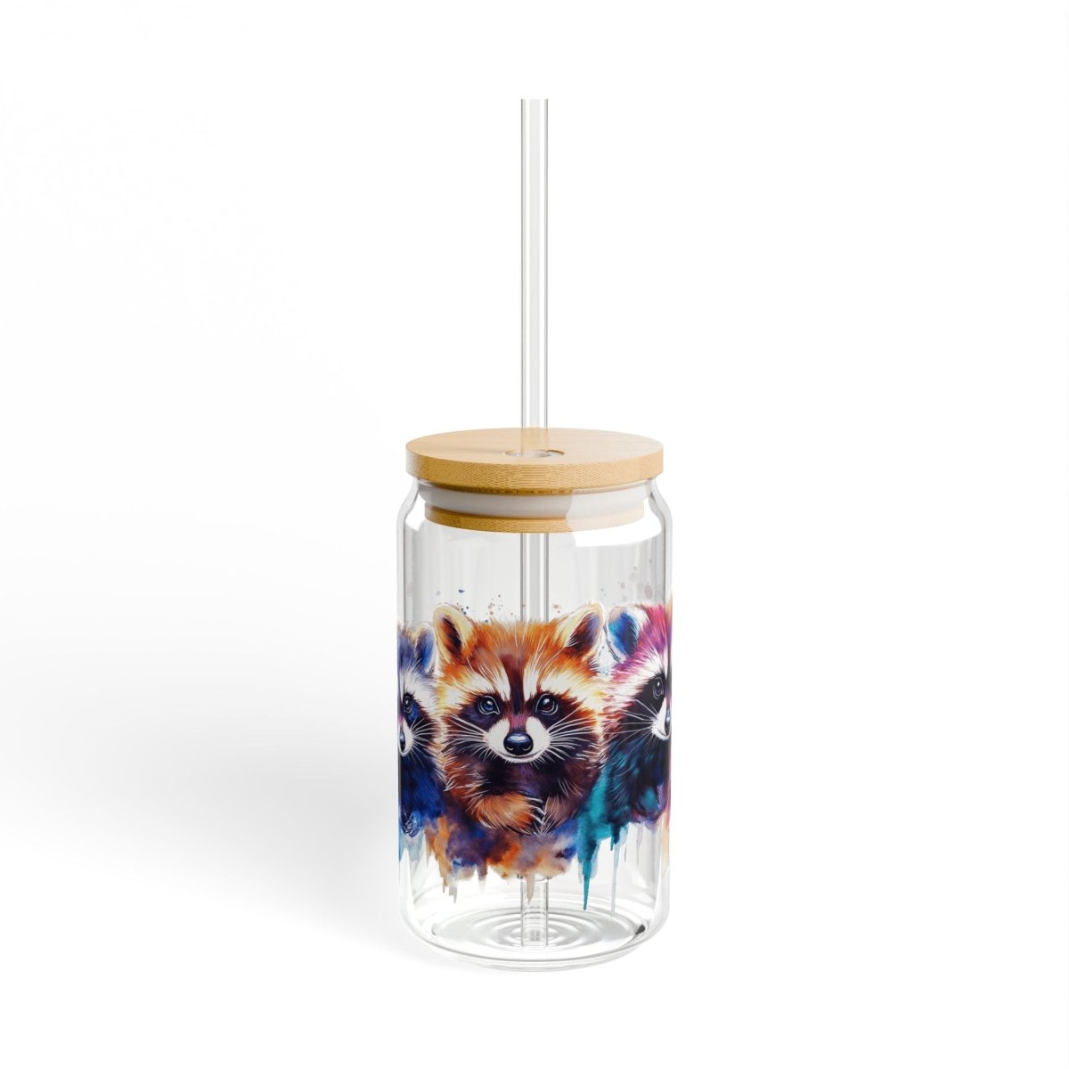 Watercolor Raccoons 5 Sipper Glass 16oz - BigSippin