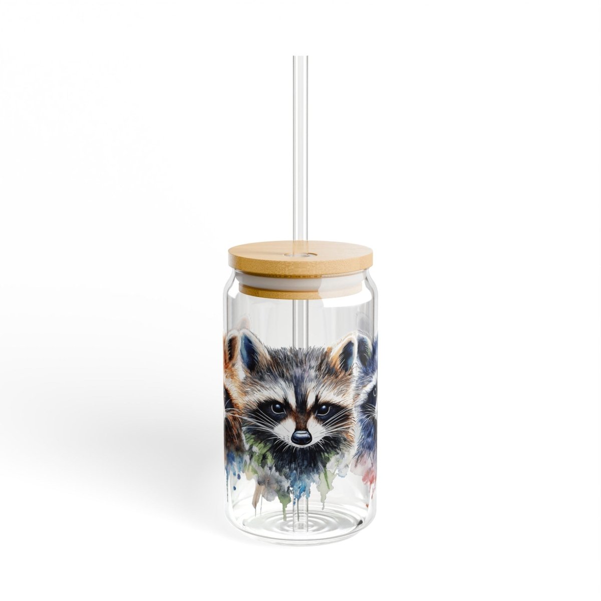 Watercolor Raccoons 6 Sipper Glass 16oz - BigSippin