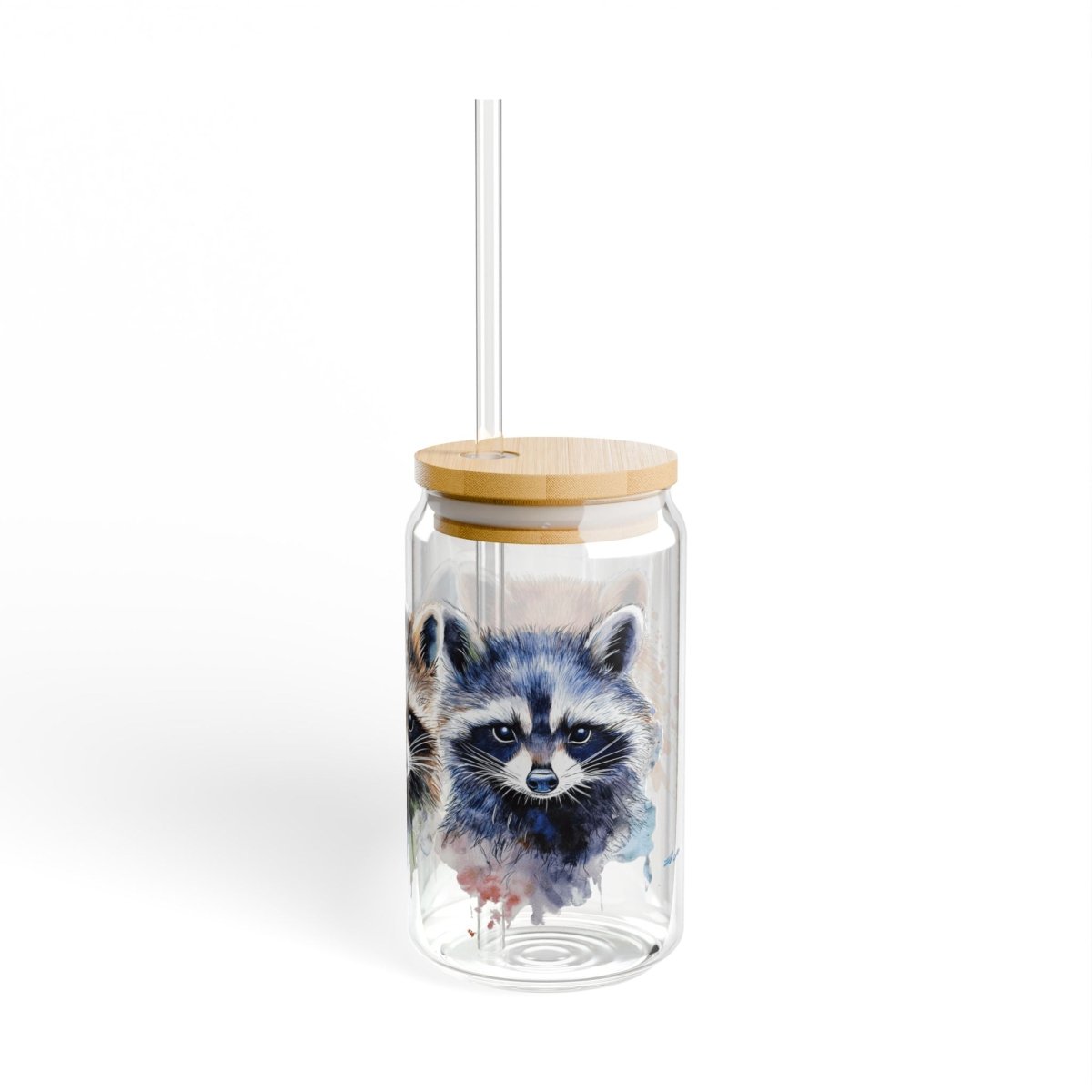 Watercolor Raccoons 6 Sipper Glass 16oz - BigSippin