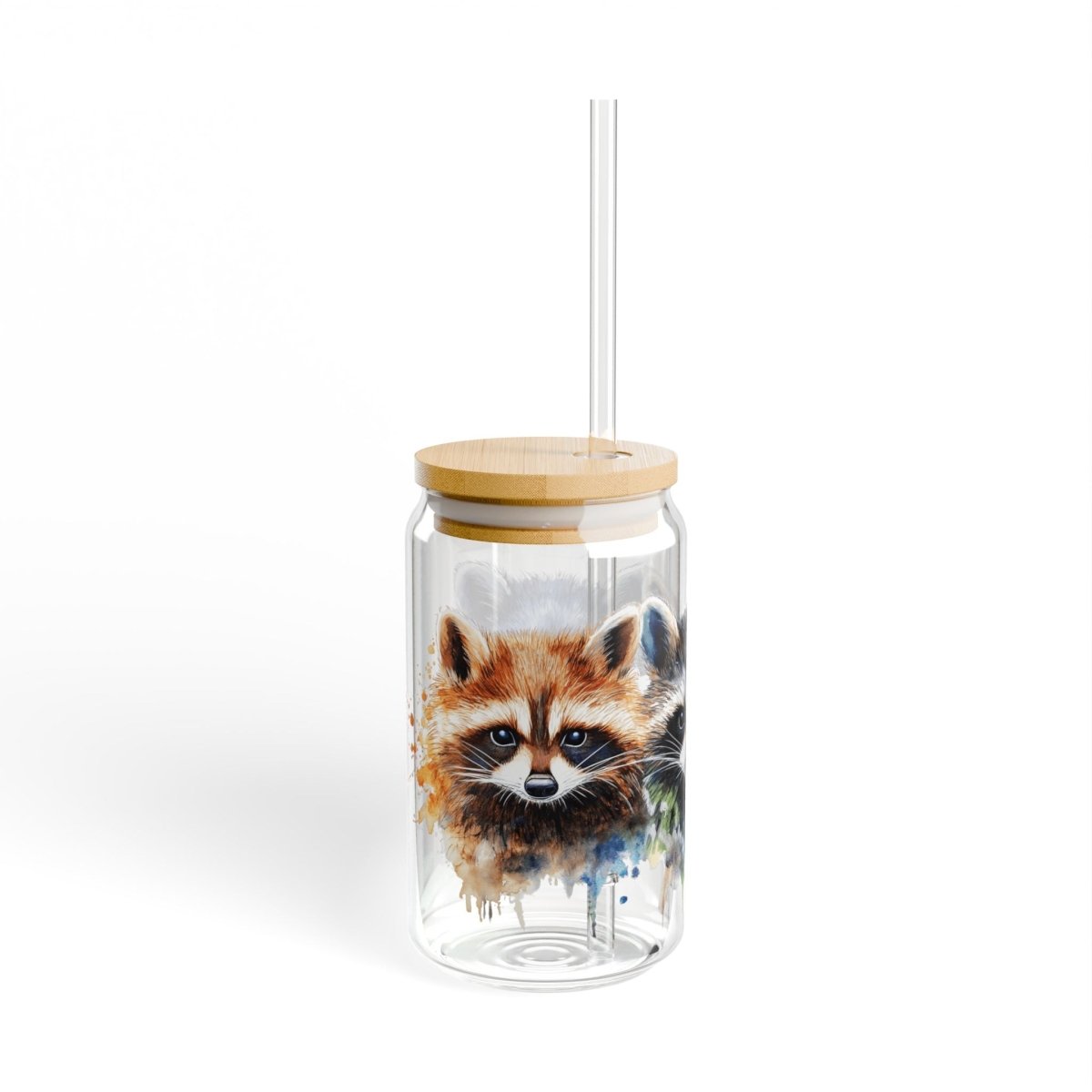 Watercolor Raccoons 6 Sipper Glass 16oz - BigSippin